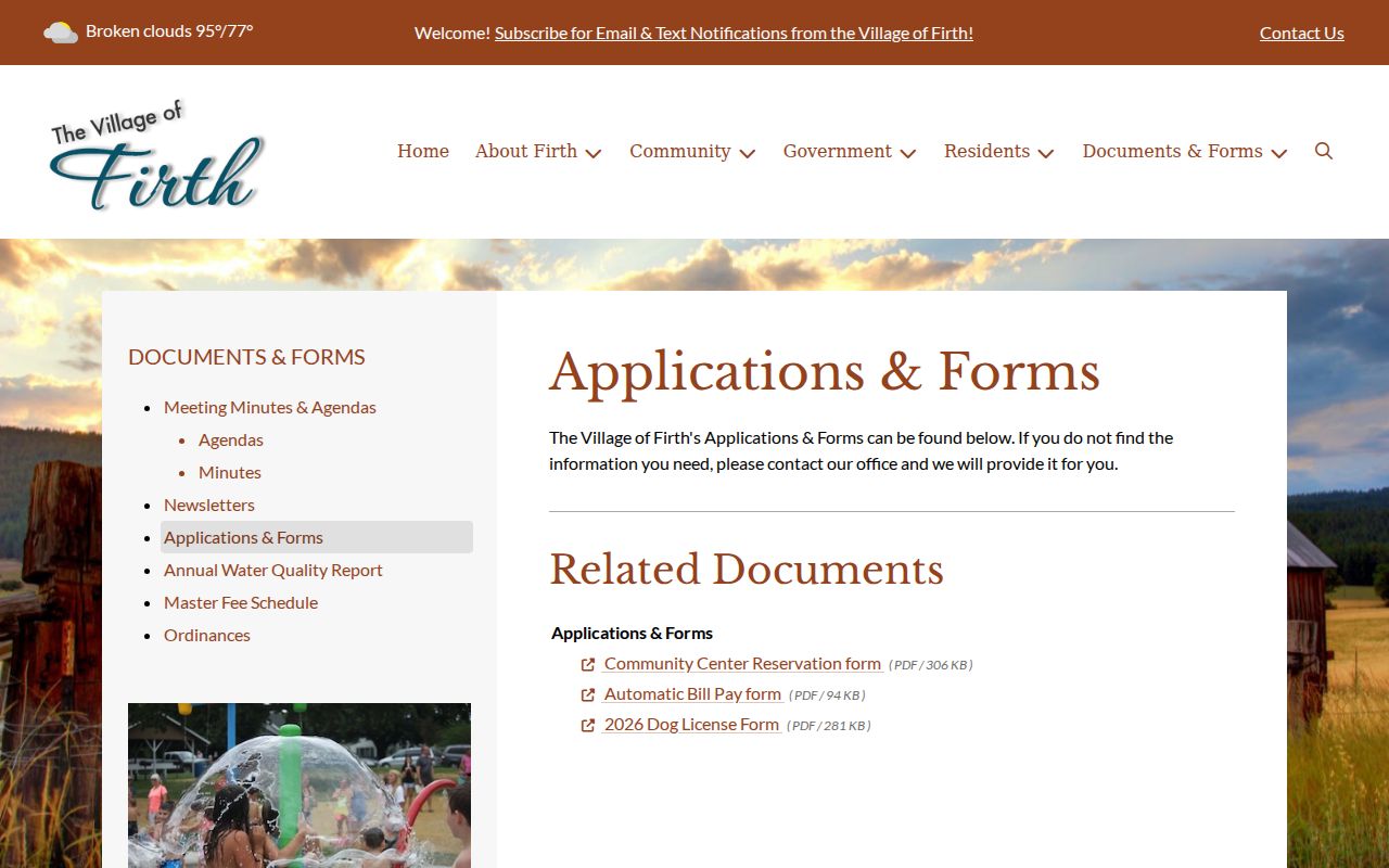 Firth court docket official village forms source
