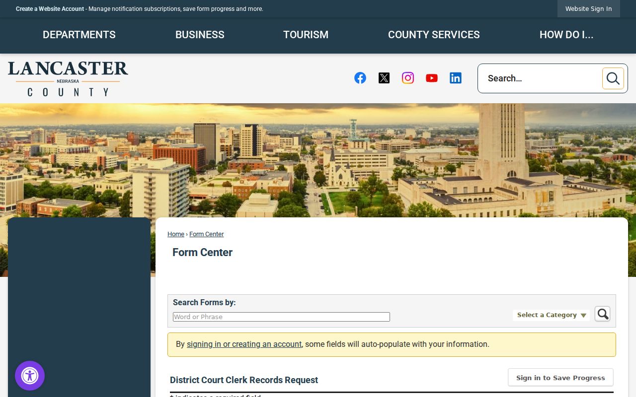 Lancaster civil dockets District Court Clerk records request form