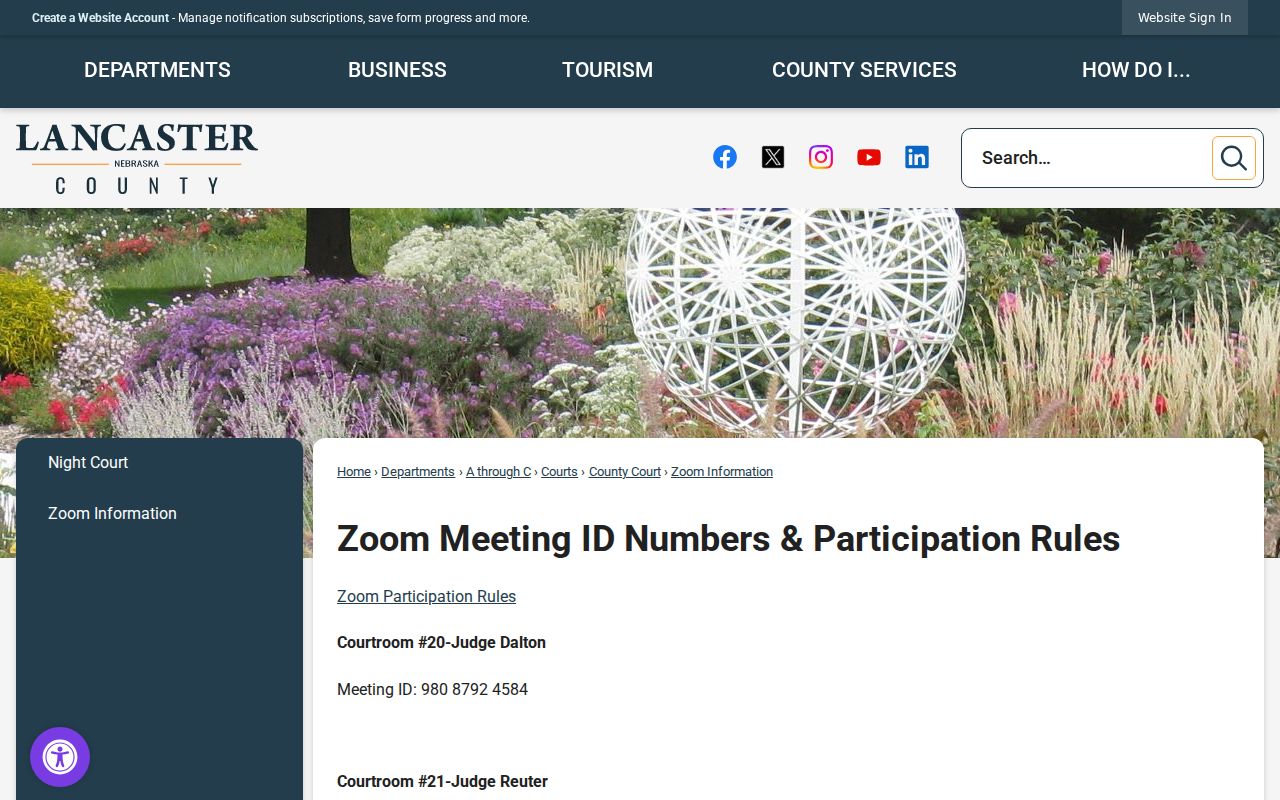 Lancaster court calendar Zoom information for County Court rooms
