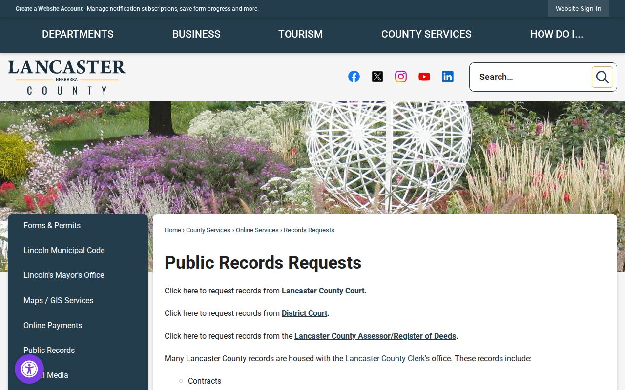 Lancaster court records county records request routing page