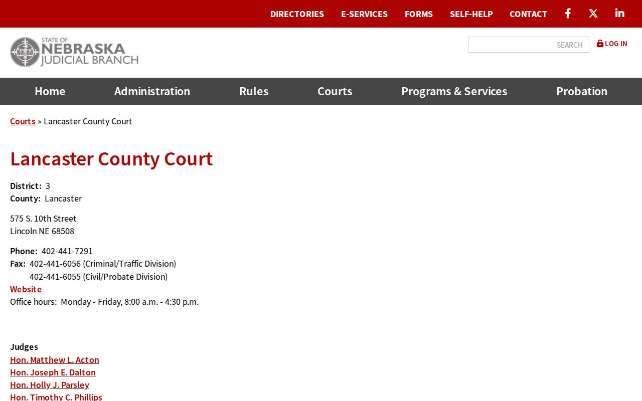 Lancaster County court docket access at the County Court