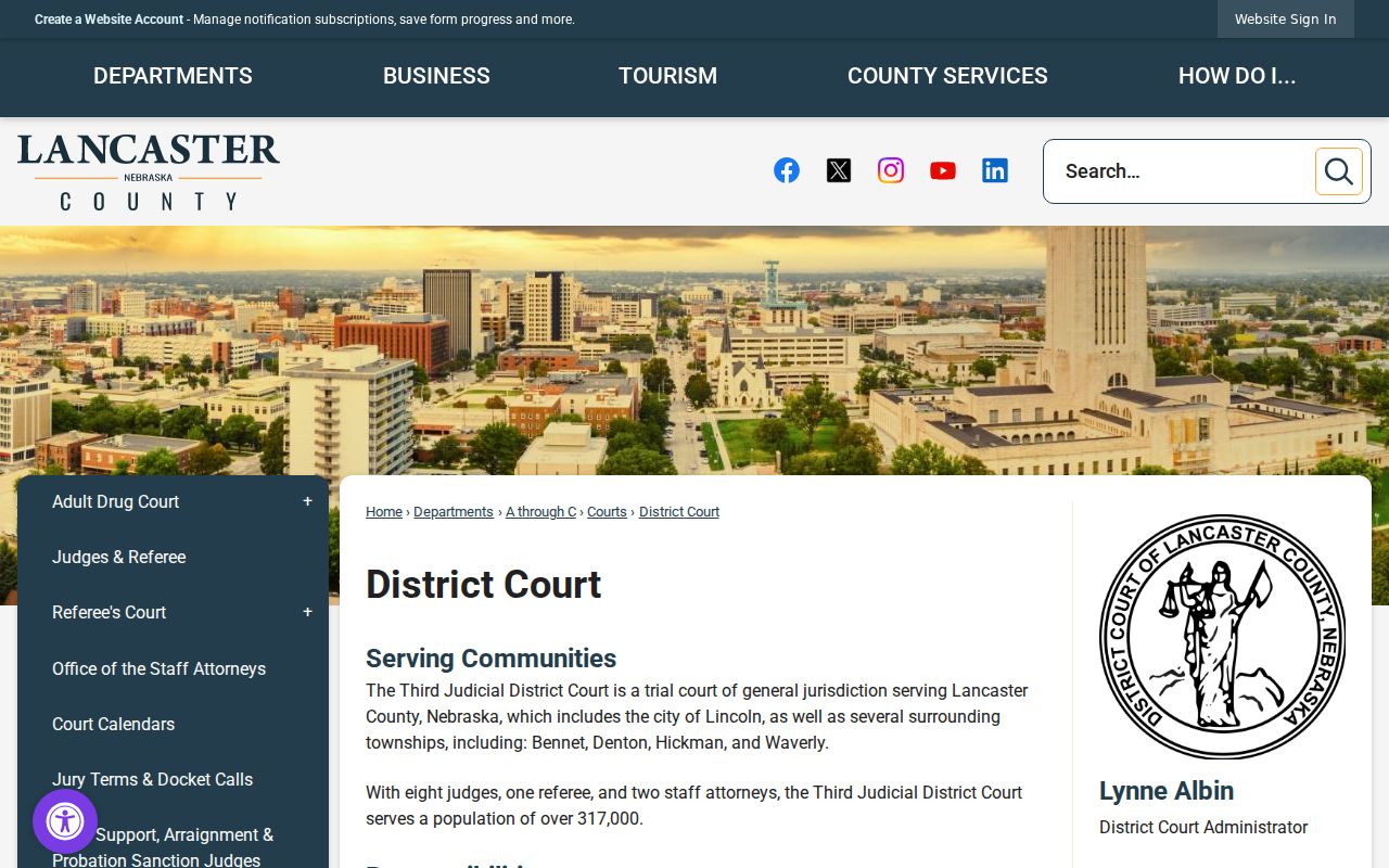 Lancaster County court docket District Court records route