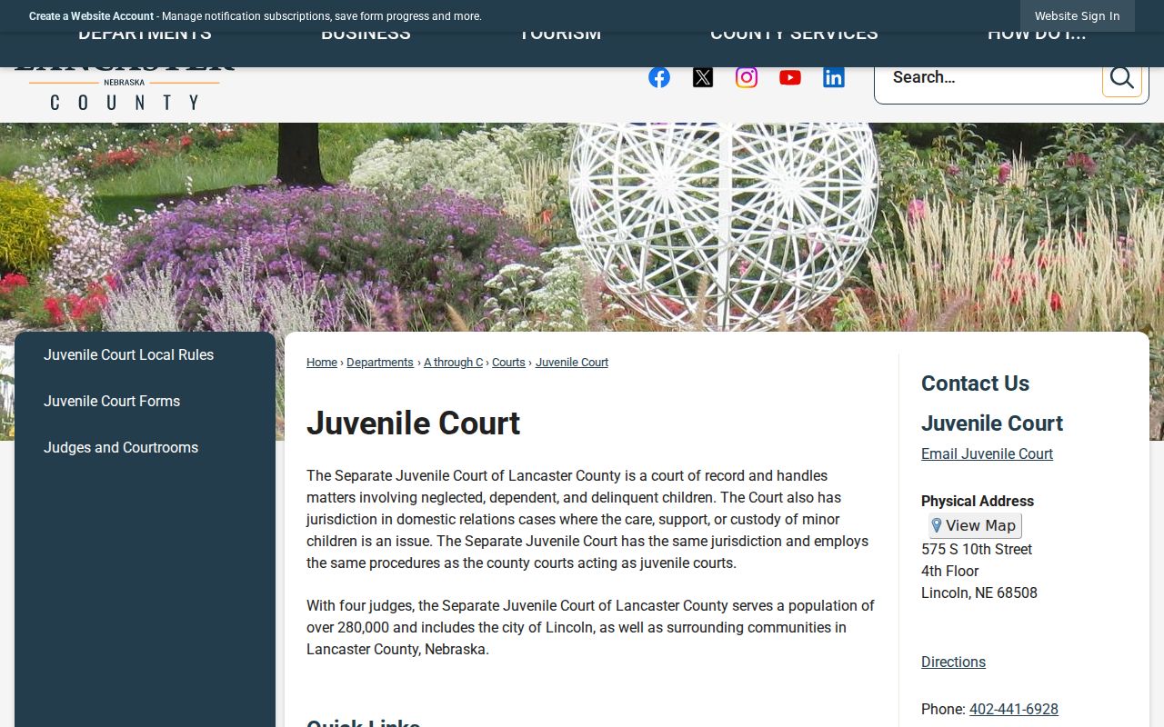 Lancaster County court docket Separate Juvenile Court record route