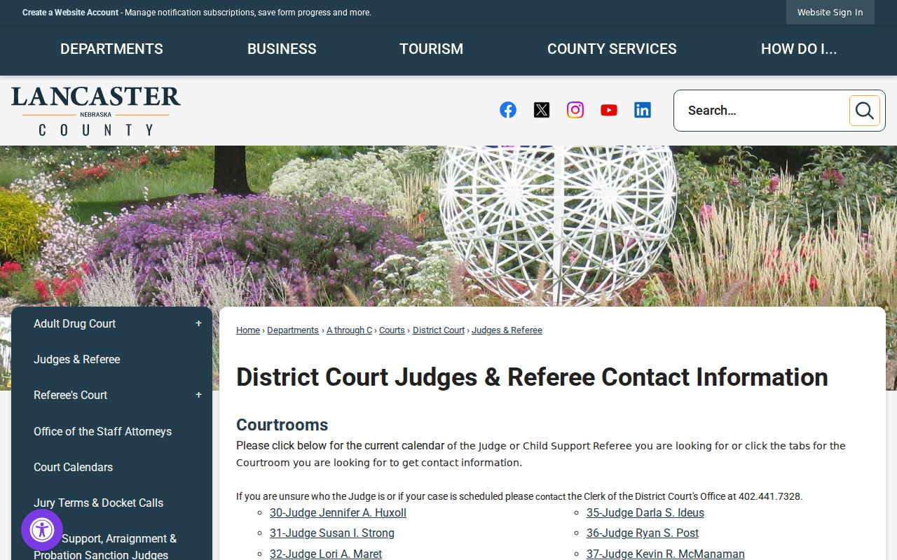 Lancaster County court docket judge and courtroom calendar information