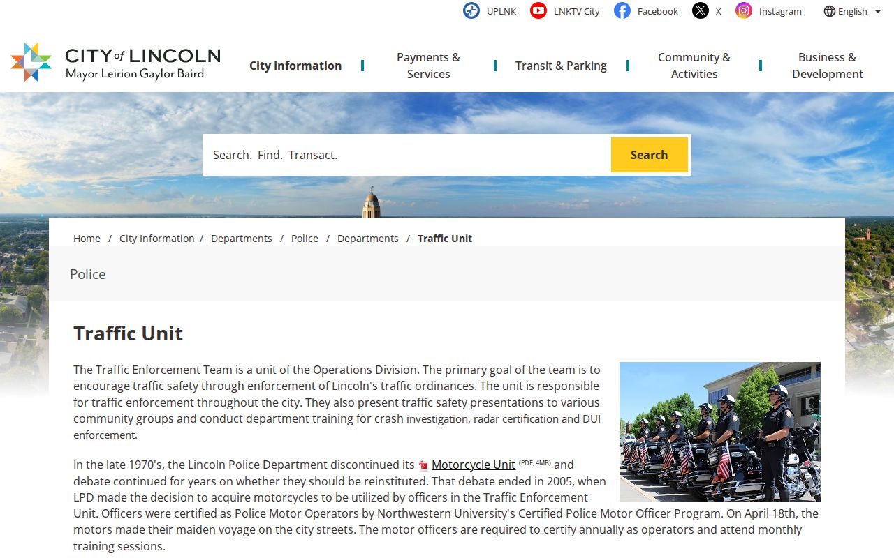 Lincoln court records traffic unit source page