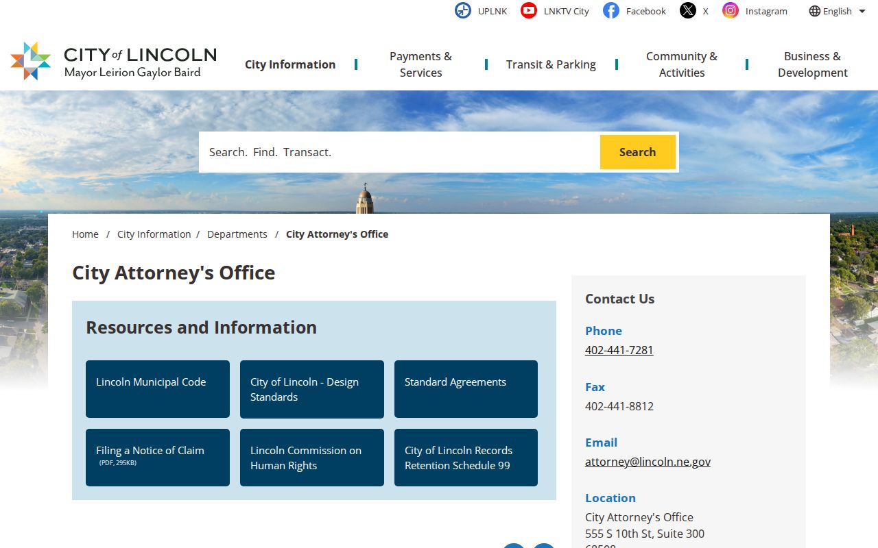 Lincoln court records City Attorney office source page